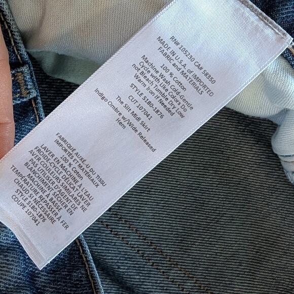 Current/Elliott The Slit Denim Ombre Straight Midi Raw Hem Skirt, size 27 - Picture 10 of 10